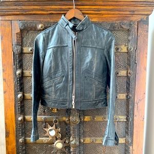 Distressed leather jacket